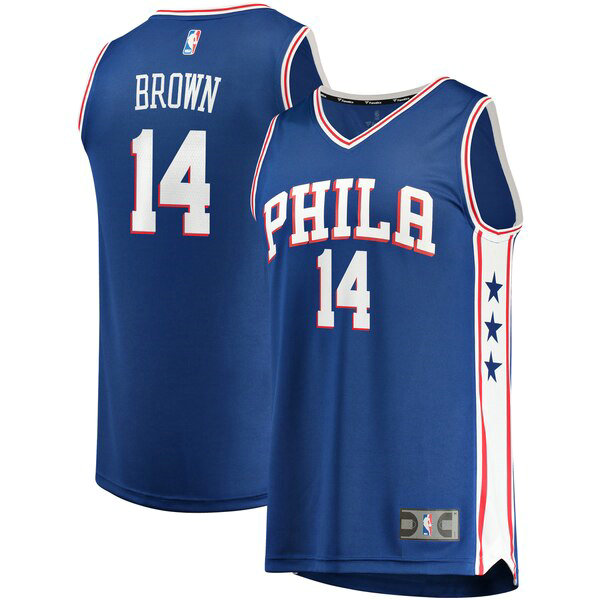 Maillot Philadelphia 76ers Homme Anthony Brown 14 Icon Edition Bleu